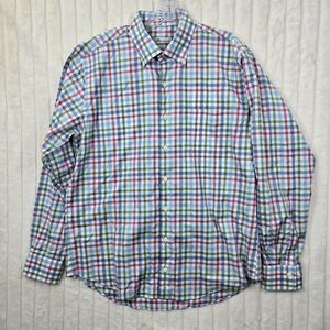Peter Millar Men's Blue Red Green Plaid Button Down Shirt Long Sleeve Size L